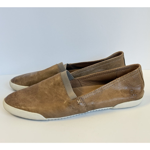 Frye Melanie 8 M Slip On Tan Sand Leather Shoes Sneakers Flats Ballet - Picture 1 of 10